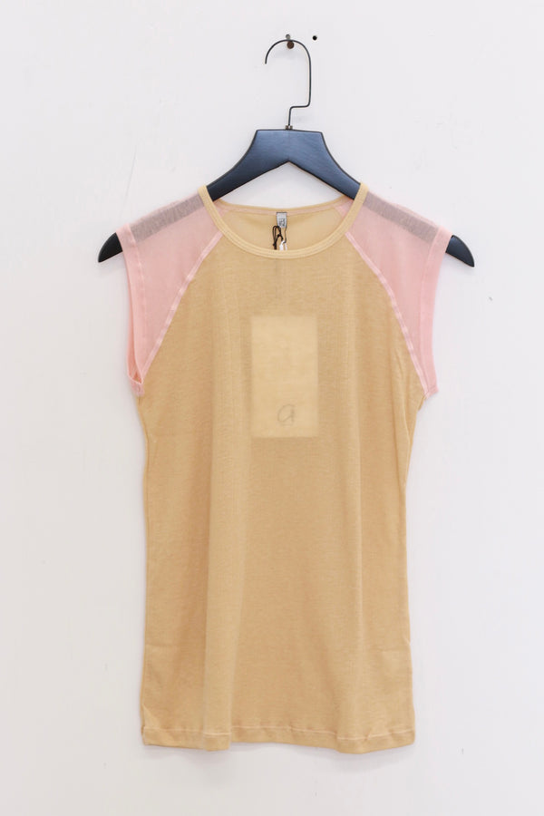 BASERANGE 25 Early Spring Short Sleeve Colorblock T-Shirt BAS-TOGNT-LW-SP25-HF HYELLOW/BUIO PINK